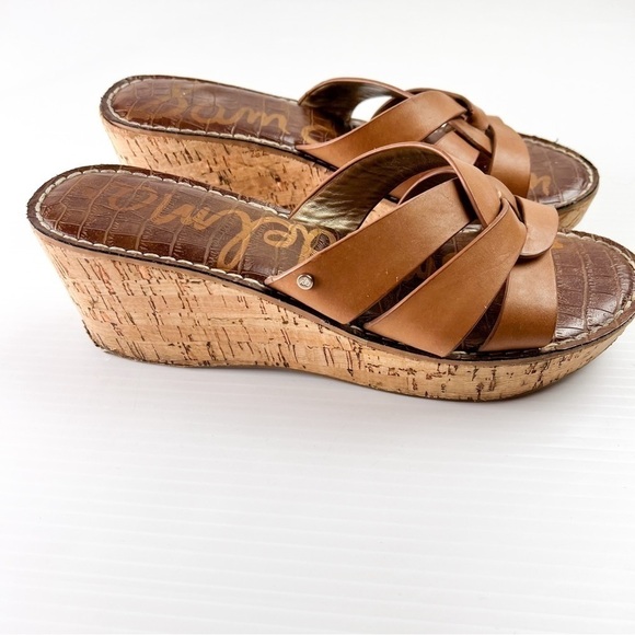 Sam Edelman Raynere Slide Platform Cork Wedge Leather Sandal Women’s Size 9.5 - Picture 4 of 11